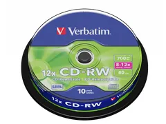 Verbatim Cdrw80 700Mb 10 Stuks Spindel
