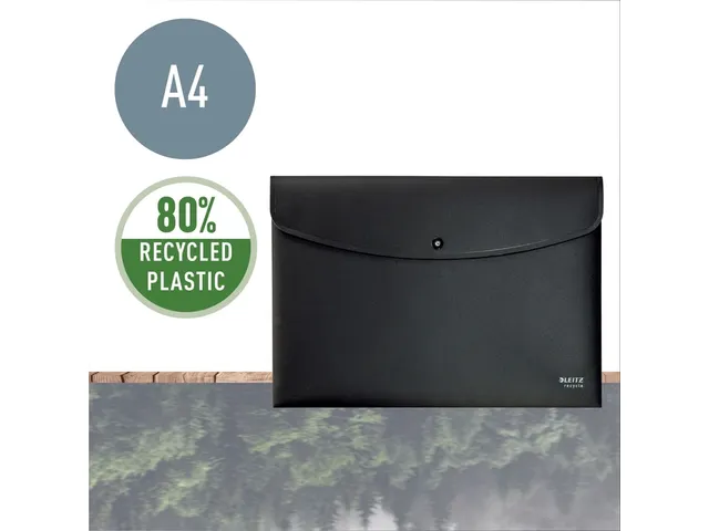 Enveloptas Leitz Recycle A4 met drukknopen PP zwart