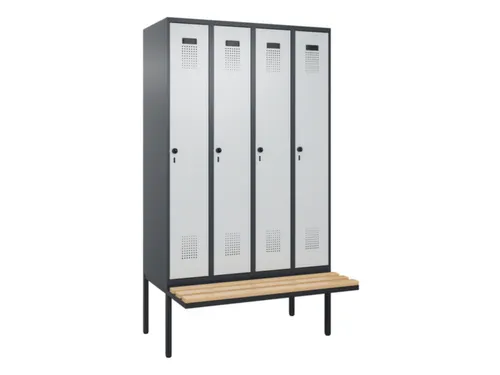 locker met bank,HxBxD 2120x1200x815mm,4vak,vak B 300mm,draaigrendel