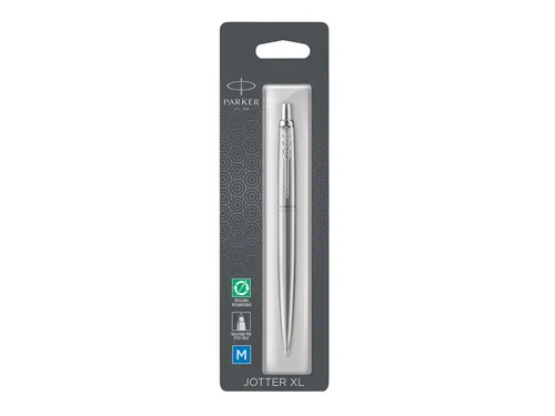 Balpen Parker Jotter XL Monochrome stainless steel M blister à 1 stuk
