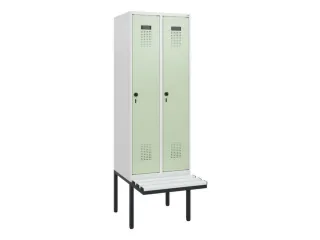 locker met bank,HxBxD 1950x600x815mm,2vak,vak B 300mm,draaigrendel - 2