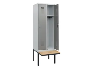 locker met bank,HxBxD 1950x600x815mm,2vak,vak B 300mm,cilinderslot - 1