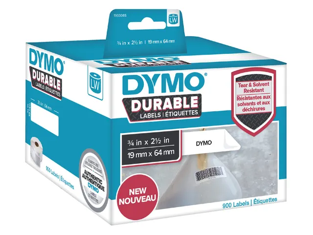 Etiket Dymo LabelWriter industrieel 19x64mm 2 rollen á 450 stuks wit