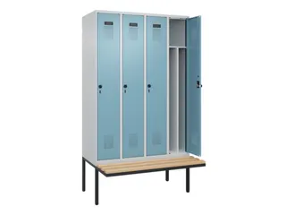 locker met bank,voor scheiding van kleding,HxBxD 2120x1200x815mm,4vak - 1