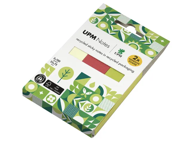 Marque-pages UPM 25x75mm Recyclé Assorti Bloc 100 feuilles 3 pièces