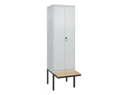 PBM-locker met bank,HxBxD 2120x600x815mm,2vak,vak B 300mm,draaigrendel