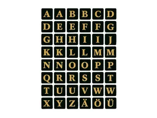 Etiket Herma 4130 13x13mm Letters A-Z Goud op Zwart - 2