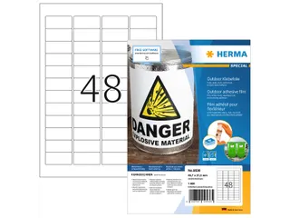 HERMA 9536 Weervast Outdoor folie-etiket A4 45,7x21,2mm Wit 1920 stuks - 1
