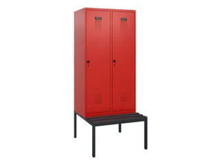 locker met bank,HxBxD 1950x800x815mm,2vak,vak B 400mm,draaigrendel - 2