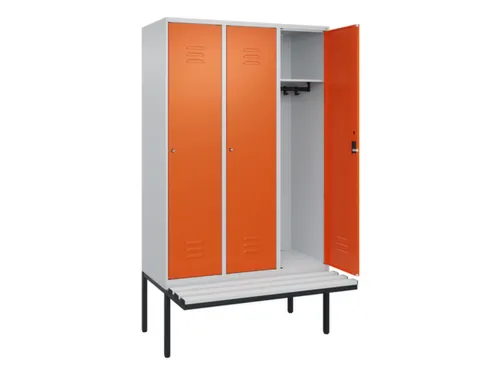 locker met bank,HxBxD 2120x1200x815mm,3vak,vak B 400mm,cil.-slot