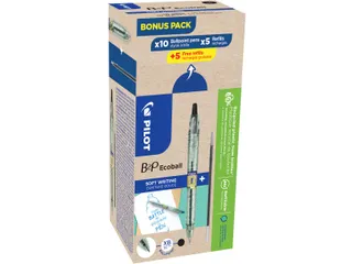 Balpen Pilot B2P Ecoball Begreen 1.6mm Extra Breed Zwart 10 stuks - 1