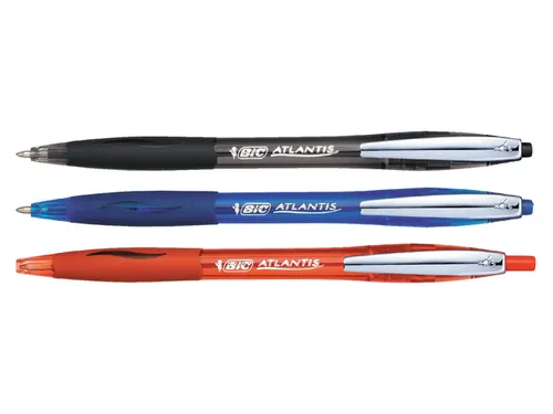 Balpen Bic Atlantis soft metalen clip clic medium zwart