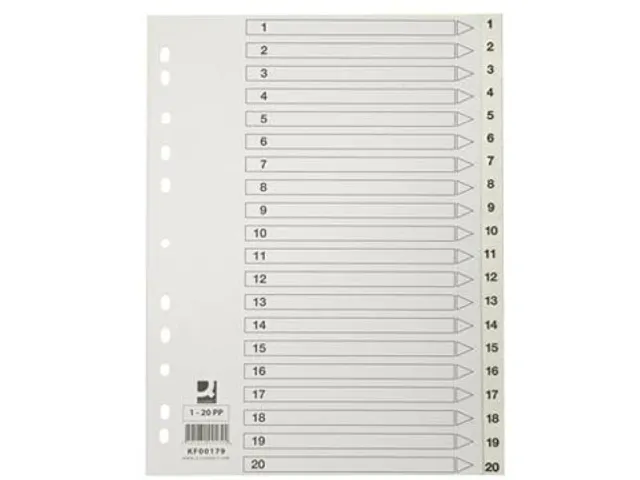 Tabbladen PP Set 1-20 Met Indexblad A4 11-Gaats Wit Personaliseerbaar