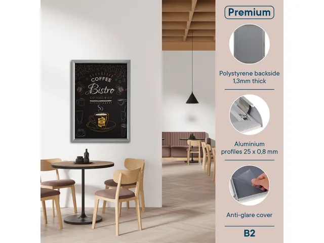 Europel Kliklijst Premium B2 50x70cm 25mm Zilver