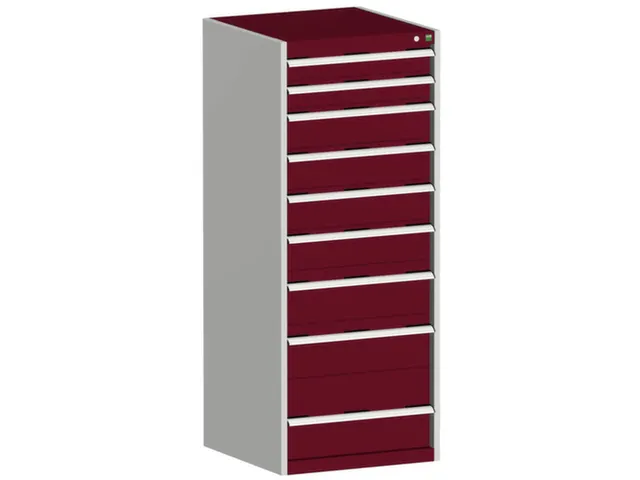 ladekast HxBxD 1600x650x650mm 9laden RAL7035 front RAL3004