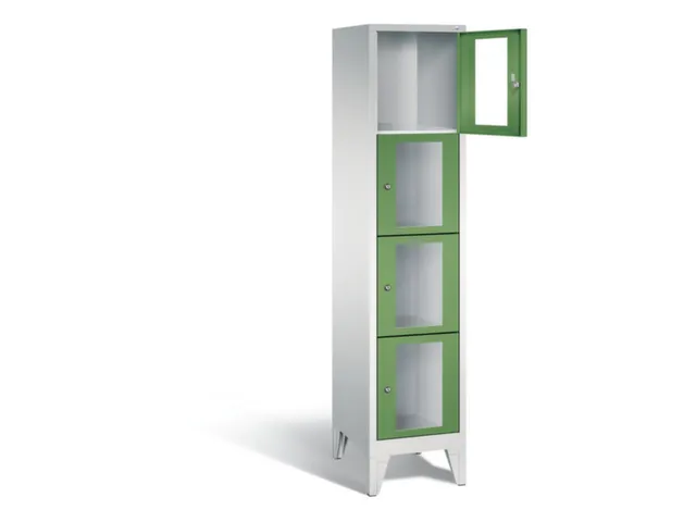 Lockerkast 1850x420x500mm 1x4 vakken Cilinderslot Poten, RAL6011