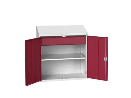 lessenaarkast 1130x1050x550mm legbord en lade RAL7035 + RAL3004