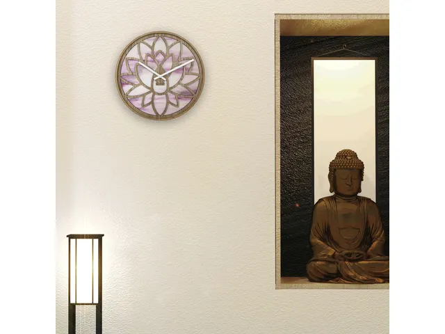 Wandklok Nextime dia 40cm Roze Hout Lotus