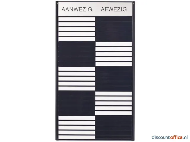 In & Uit Bord Premium 35 Namen Aluminium Zijdeglans Zwart