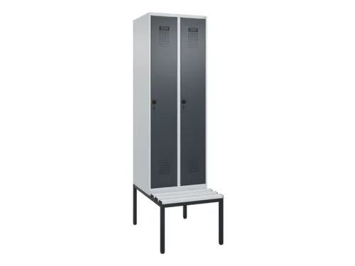 locker met bank,voor scheiding van kleding,HxBxD 2120x600x815mm,2vak