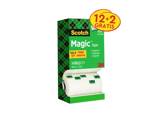 Plakband Scotch Magic 810 19mmx33m onzichtbaar mat 12+2 gratis
