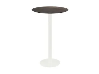 statafel,HxØ 1090x700mm,rond,schotelvoet wit,blad HPL Riverwashed Woo - 1