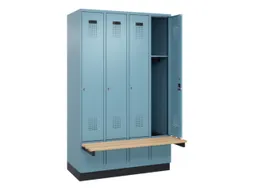 locker met bank,HxBxD 1950x1200x815mm,4vak,vak B 300mm,cilinderslot