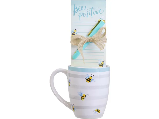 Giftset Èccolo HL mok 580ml, notitieblok en pen Bee Positive
