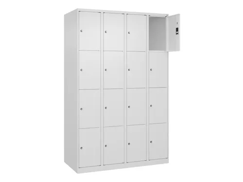 lockerkast,HxBxD 1850x1200x500mm,4x4vakken,vak B 300mm,cil.-slot