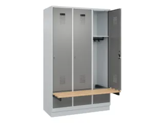 locker met bank,HxBxD 1950x1200x815mm,3vak,vak B 400mm,cilinderslot - 1