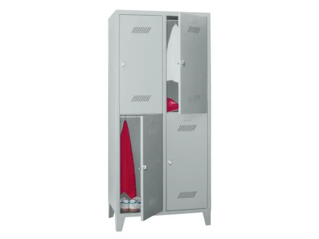 dubbeldekse locker,HxBxD 1850x800x500mm,2x2vak.,RAL7035,front RAL7035
