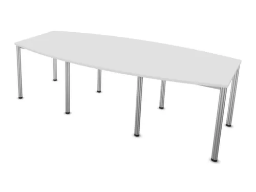 vergadertafel HxBxD 74x240x120cm vatvormig Bl-wit 4voeten Alu
