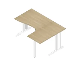 hoek-bureau,HxBxD 730x1600x1200mm,blad eiken,verdieping rechts - 1