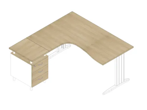 bureauset bureau staand ladeblok links 730x1600x1650mm C-voet eiken