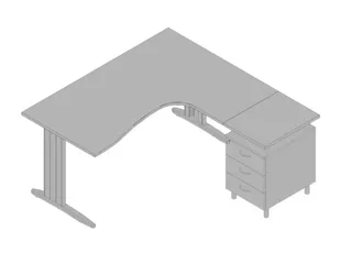 bureauset bureau staand ladeblok rechts 730x1600x1650mm C-voet grijs - 1