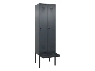 locker met bank,HxBxD 2120x600x815mm,2vak,vak B 300mm,draaigrendel - 2