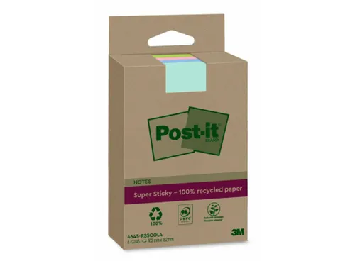 Memoblok 3M Post-it 4645-RSSCOL4 Super Sticky 102x152mm assorti kleur