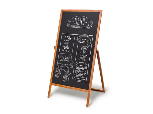 Krijtstoepbord Houten A-Bord Flip 68x140cm Lichtbruin
