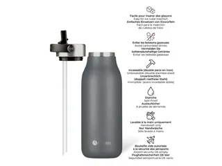 Thermosfles 2.0 Les Artistes Paris 1000ml Grey met Rietje - 3