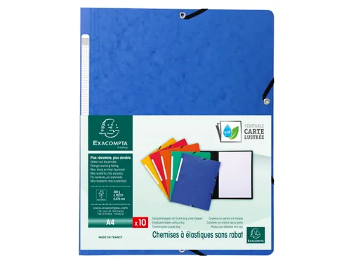 Elastomap zonder klep glanskarton 355gm² A4 Blauw