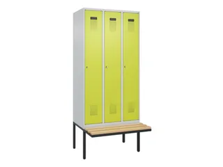 locker met bank,voor scheiding van kleding,HxBxD 2120x900x815mm,3vak - 2