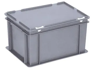Euronorm Stapelkrat Pe Hxlxb 230X400X300Mm 21L Met Deksel Grijs - 1