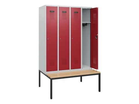 locker met bank,HxBxD 1950x1200x815mm,4vak,vak B 300mm,cilinderslot