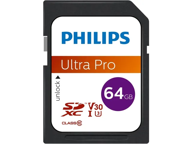 Philips Ultra Pro SDXC Geheugenkaart 64GB UHS-I U3 V30 Class 10 100 MB