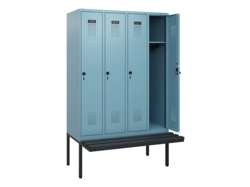 locker met bank,HxBxD 1950x1200x815mm,4vak,vak B 300mm,draaigrendel