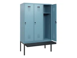 locker met bank,HxBxD 1950x1200x815mm,3vak,vak B 400mm,draaigrendel