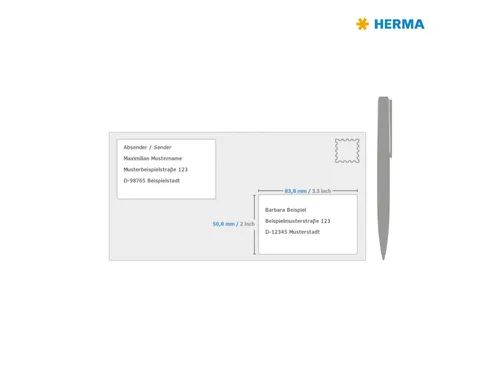 HERMA 5028 Premium etiketten A4 83,8x50,8mm Wit 250 stuks