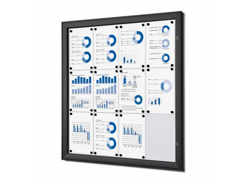 Vergrendelbaar Mededelingenbord Indoor/ Outdoor 12xA4 Zwart