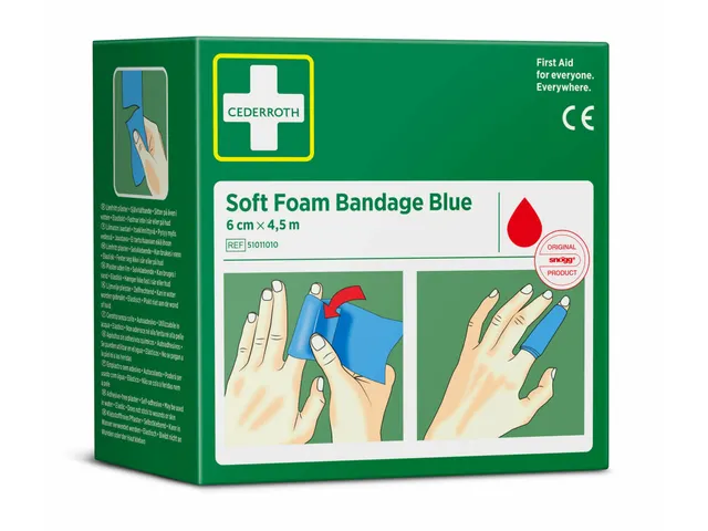 Pansement autoadhésif Cederroth Soft Foam bleu 6cmx4,5m