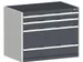 ladekast HxBxD 800x1050x750mm 4 laden romp Ral7035 front Ral7016 staal
